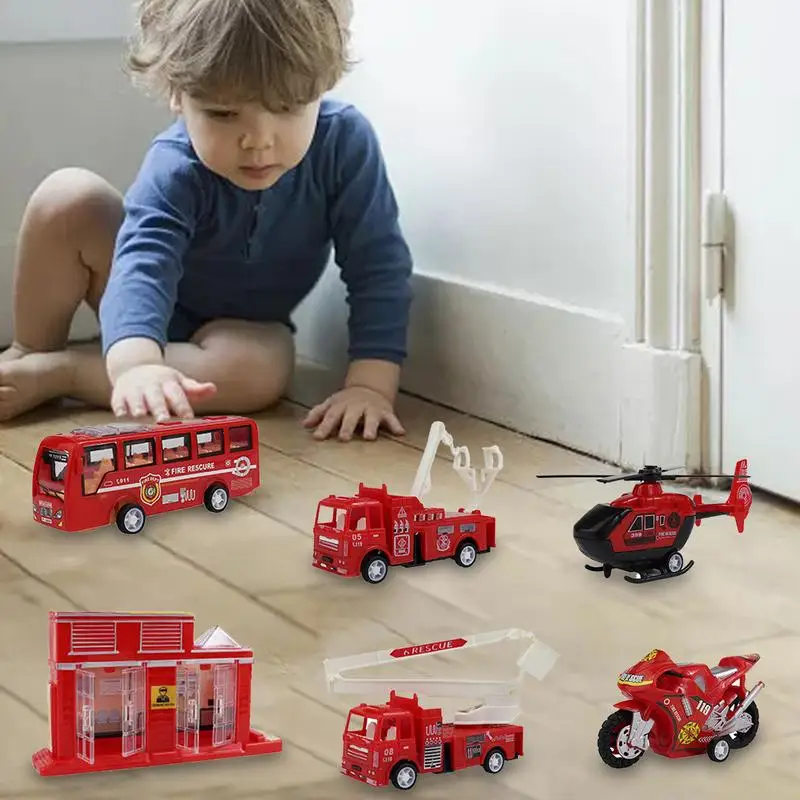 Brinquedo do motor de incêndio para crianças, carros de fricção, Firetruck, brinquedos do veículo, cultivar interesse, grandes presentes, casa, 13pcs