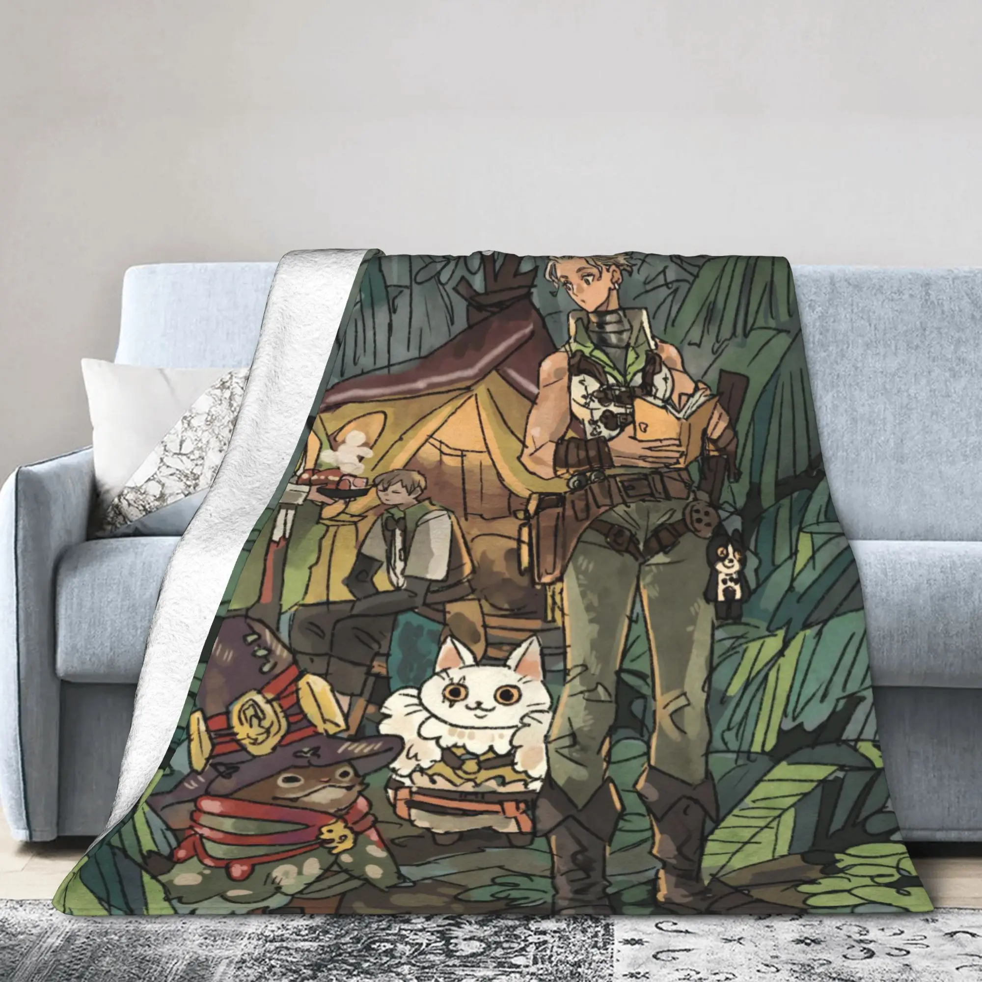 

Monster Hunter Wilds MHWilds Knitted Blankets Flannel Video Game Warm Throw Blankets for Sofa Couch Quilt Portable