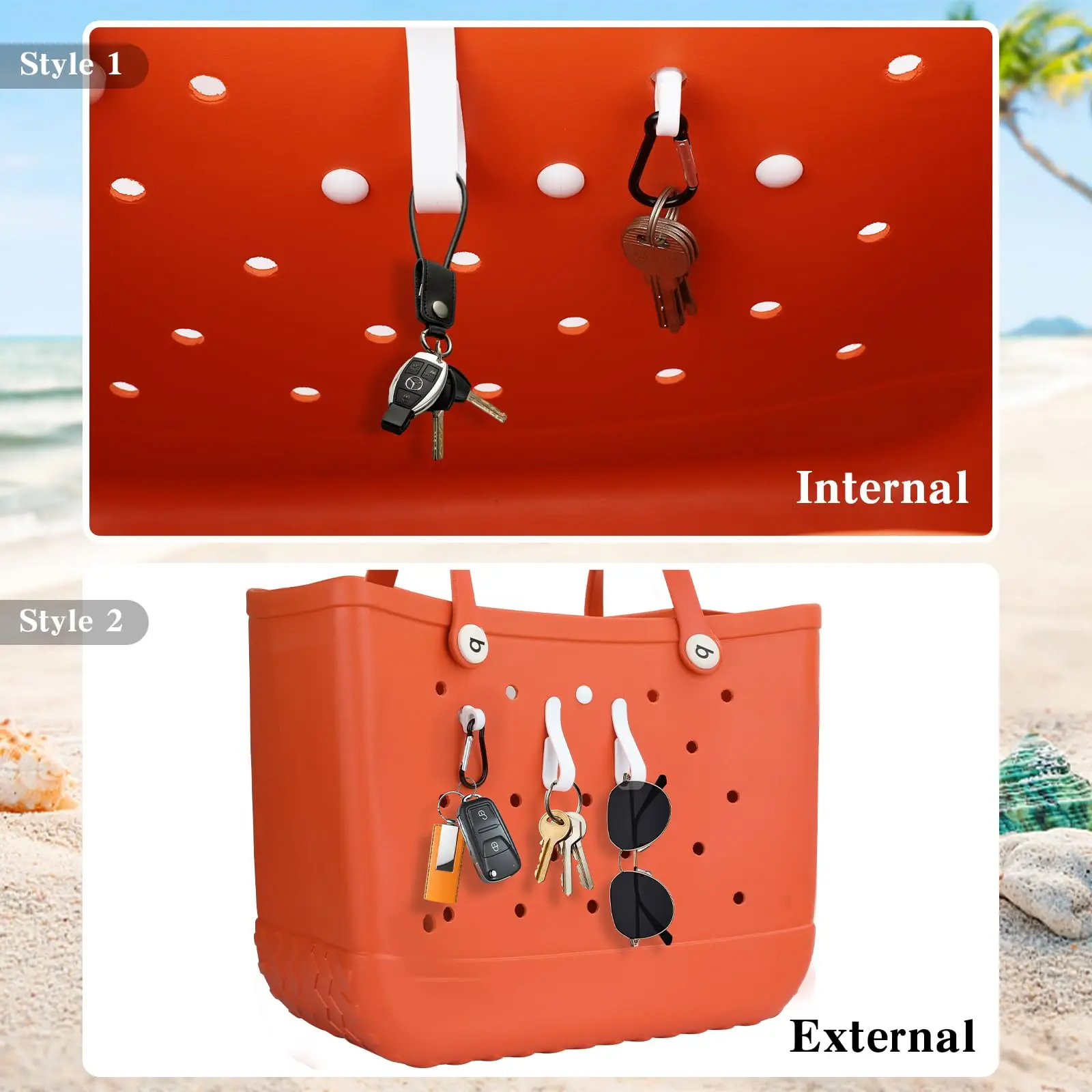 3 Stück Schlüssel halter für Bogg Bag Zubehör für Bogg Bags Einsatz Charm Karabiner Schlüssel bund kompatibel mit Bogg Bag Strand Einkaufstasche