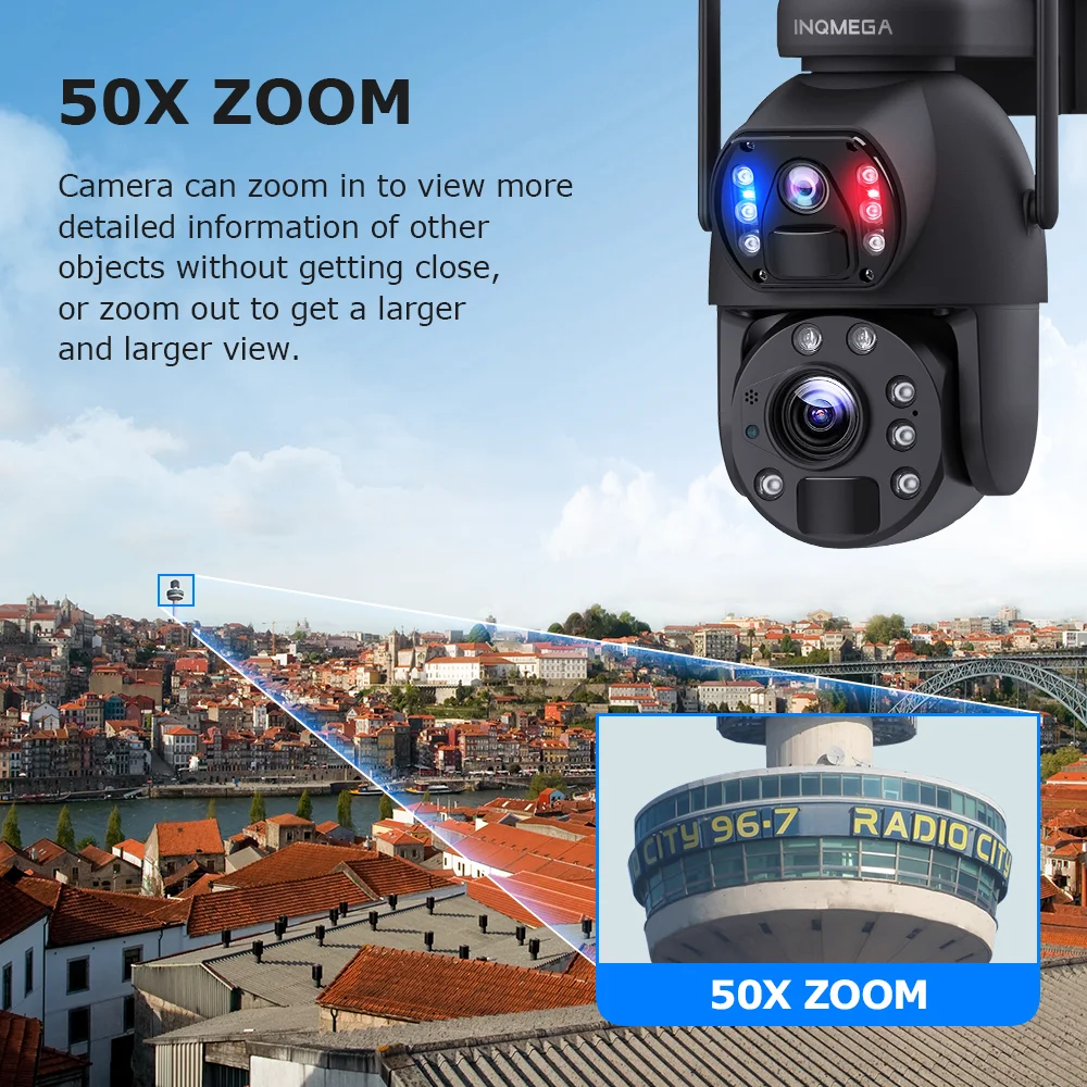50X Optical Zoom 4G LTE Security Solar Camera 12MP Dual-Lens 15600mA Battery Powered PTZ Camera Video Recording PIR Motion CCTV