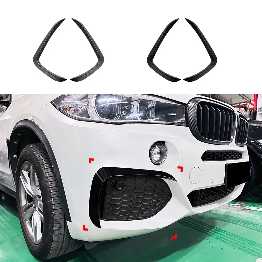 

Glossy black/Carbon look Car Front Bumper Splitter Side Spoiler Air Vent Wind Knife Body Kits For BMW X5 F15 M Sport 2014-2018