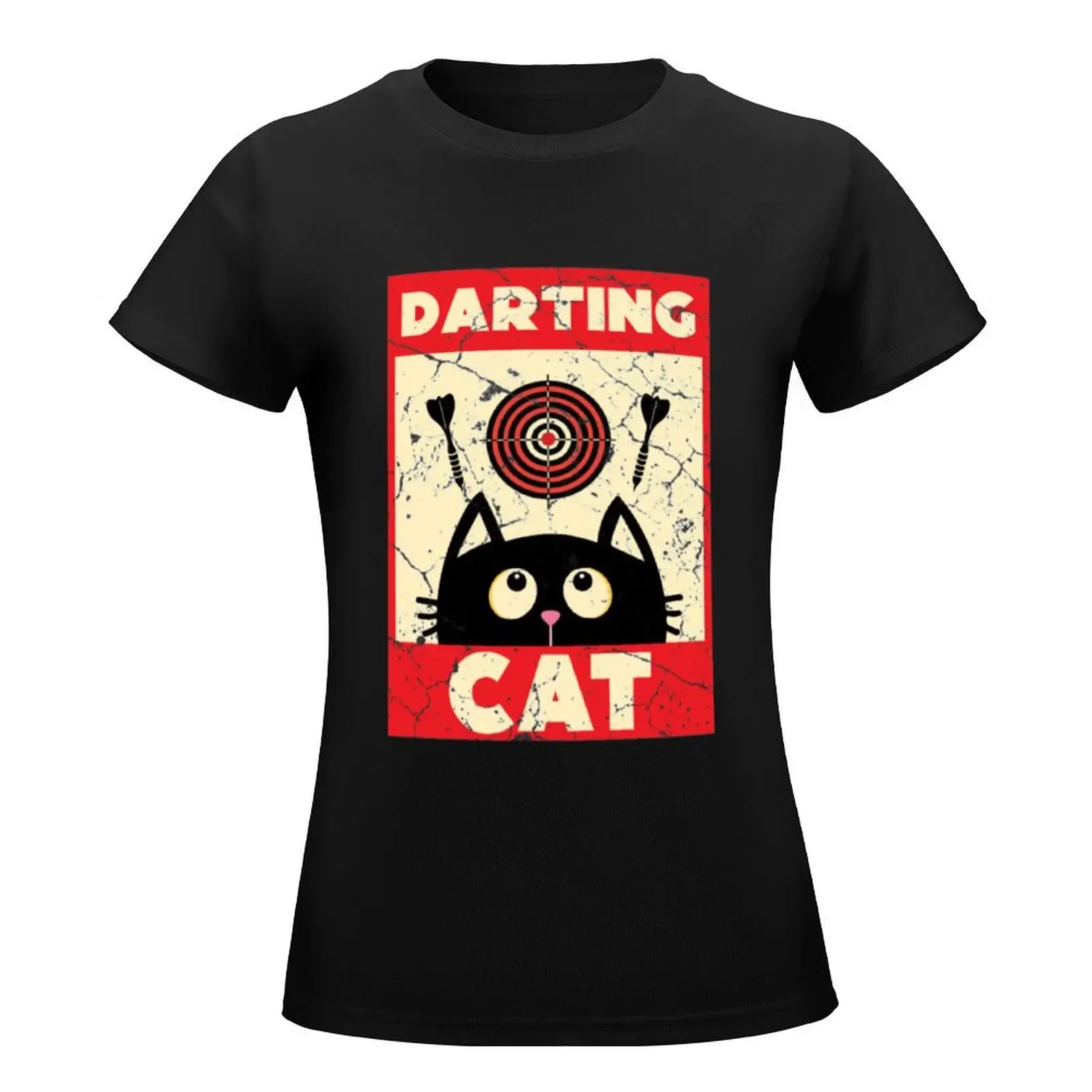 Dart Player Cat T-Shirt summer clothes Aesthetic clothing cute clothes Women's tops