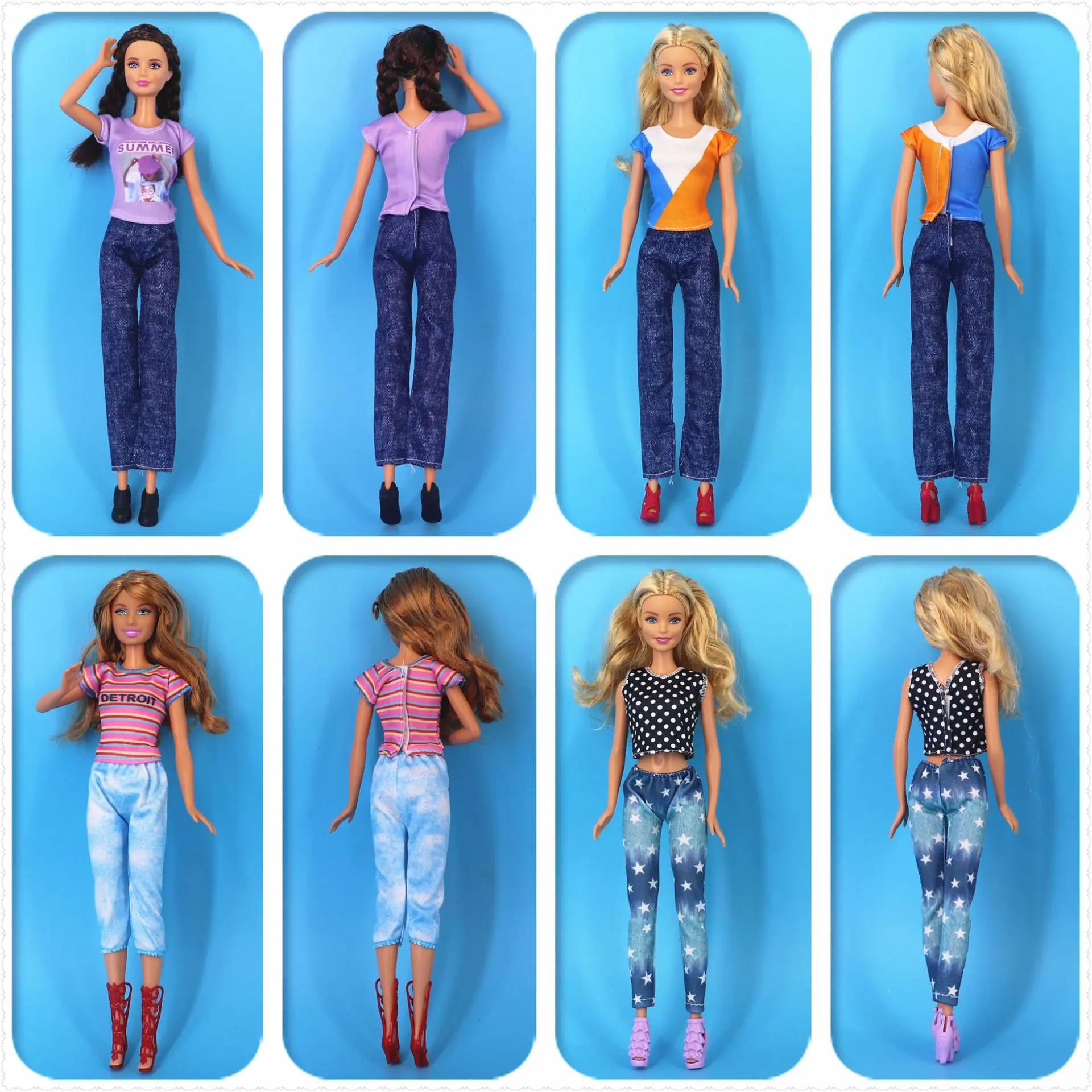 Handmade Doll Clothes for Girl Fashion Jumpsuits Dress Top and Pants Y2k Style Accessories for Barbie 30cm Dolls Toys for Kids view 6