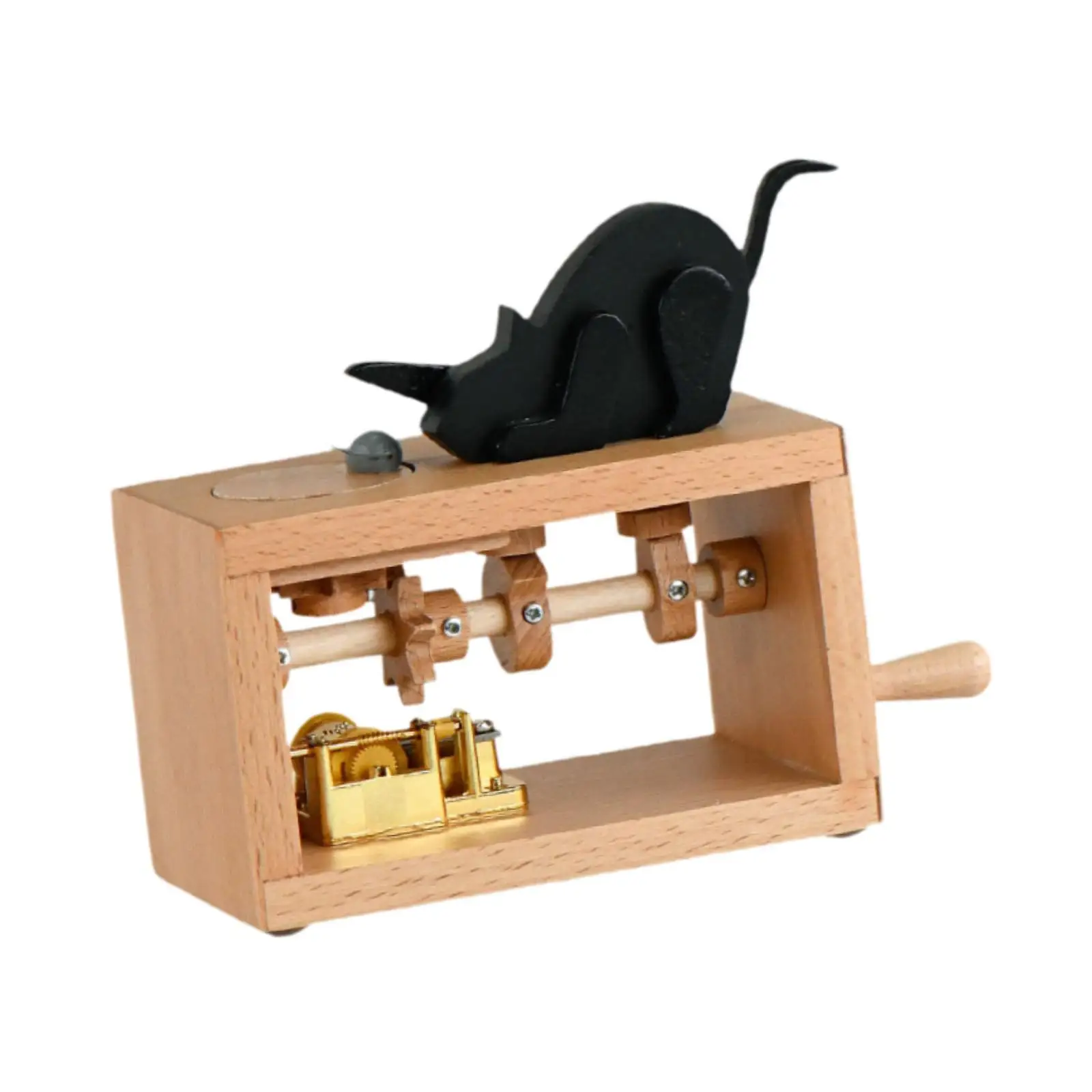 Hand Crank Music Box Decor, Unique Figurines, Novelty Wooden Musical Box for Lover, Classmate, Colleague Gifts
