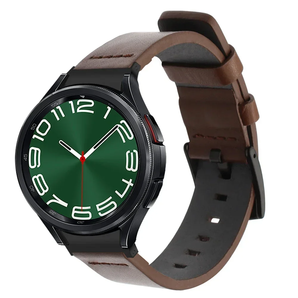 20mm Quick Fit Leather Strap For Samsuang Galaxy Watch 6 Classic 47mm 43 46mm 5 Pro 45mm Watch 4/5/6 40mm 44mm No Gaps Bracelet