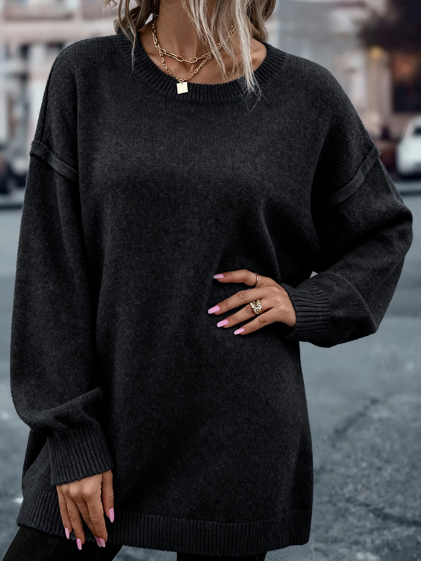 Plus‑size women’s pullover sweater for autumn and winter, comfortable, skin‑friendly, stylish long crew‑neck sweater 5 Plus‑size women's pullover sweater for autumn and winter, comfortable, skin‑friendly, stylish long crew‑neck sweater 5
