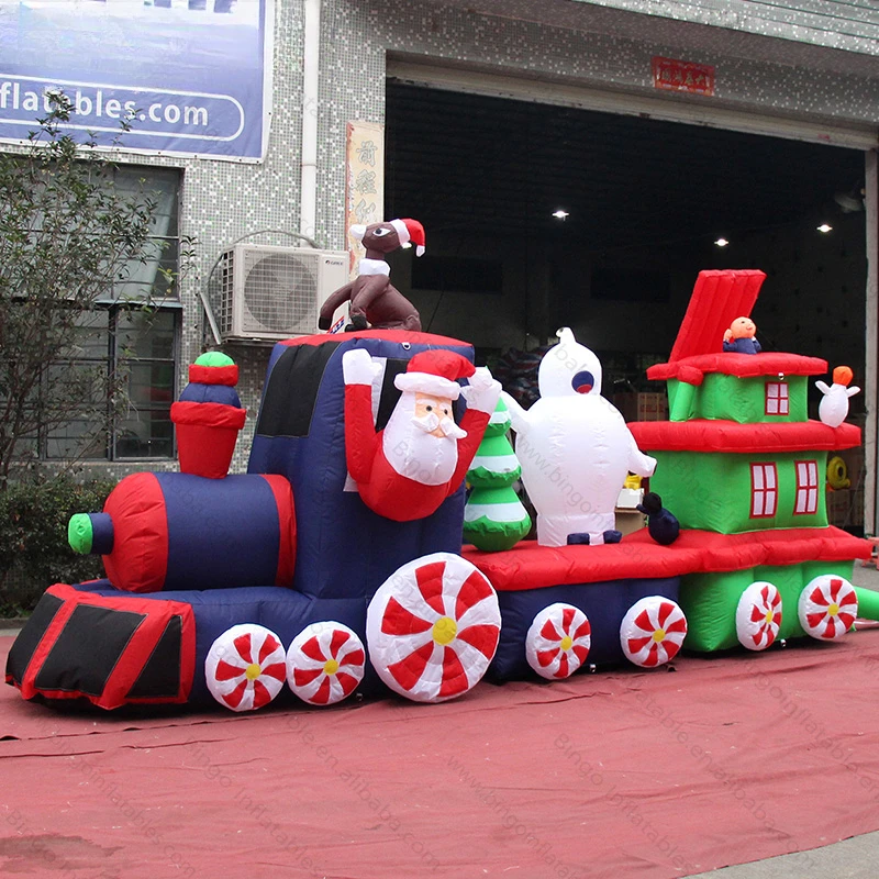 Newly Design Inflatable Christmas Train with Santa Snowman for Xmas Decoration