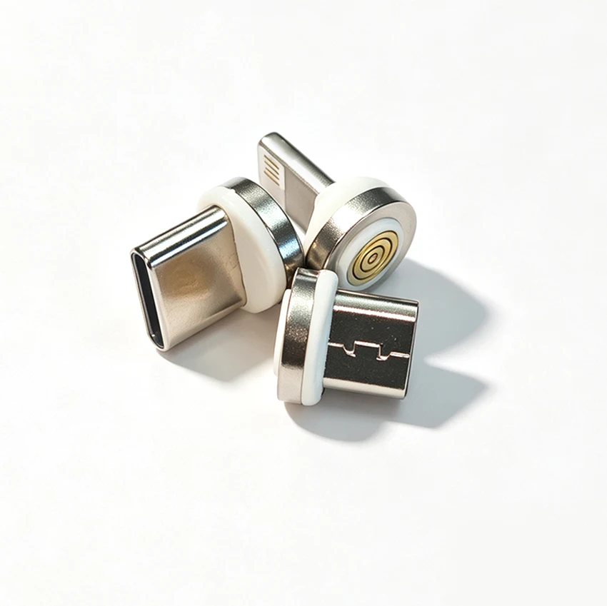5/10pcs 7-Core Magnetic Suction Type-c Micro Male Round For Android 3-in-1 Charging Data Cable Plug