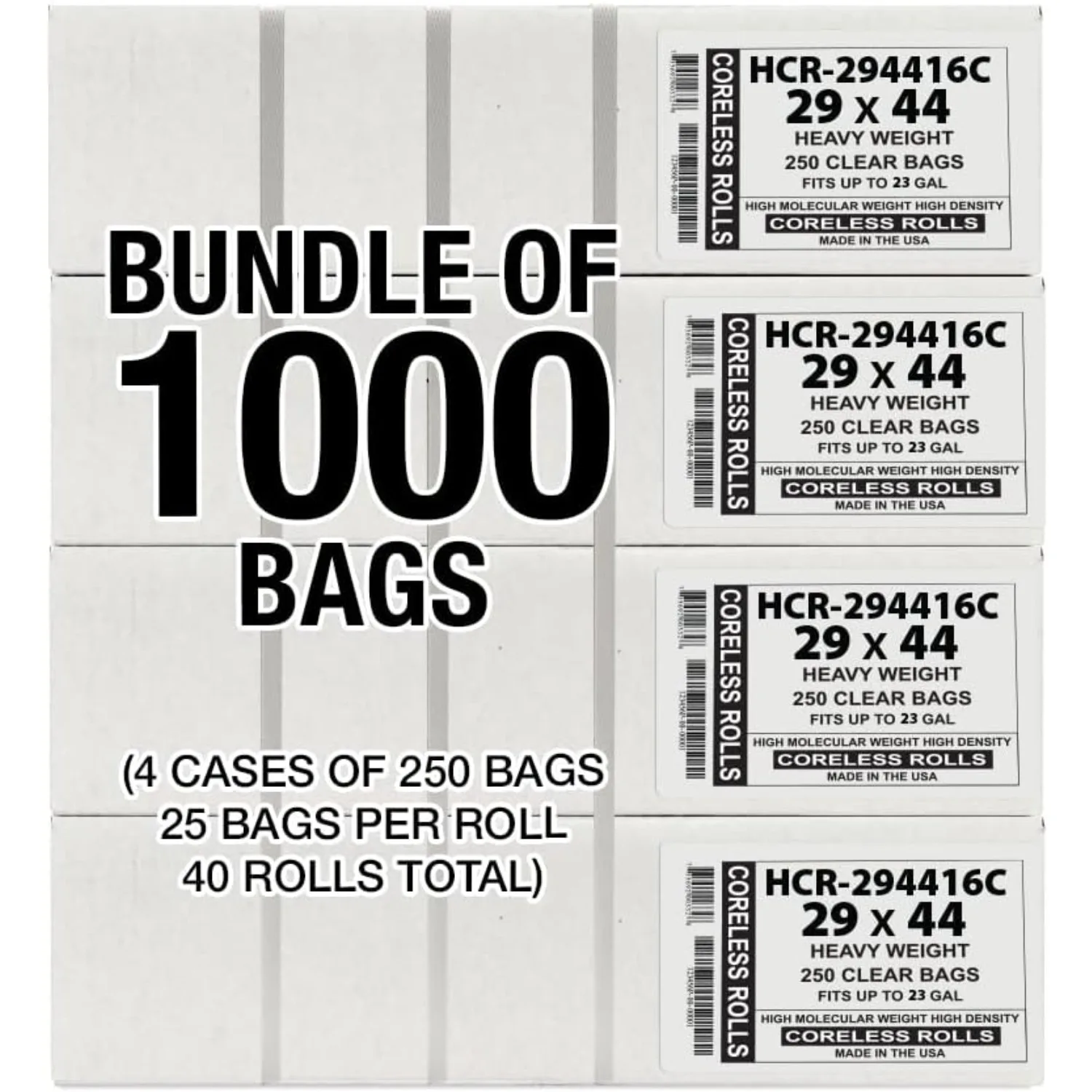 High Density Trash Bags 26 Gallon 1000 Count 16 Micron (eq) 29