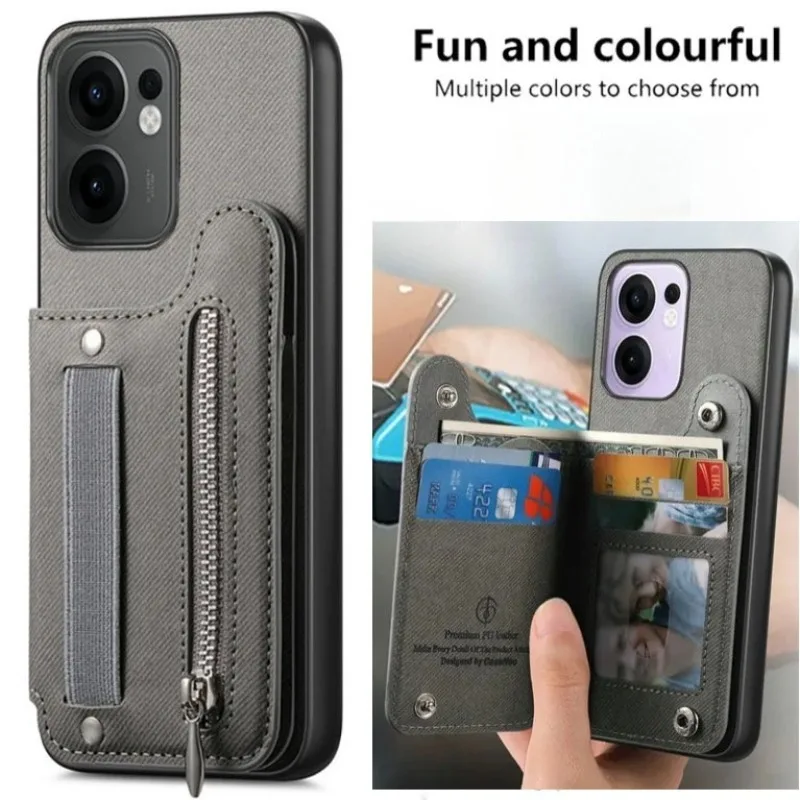 

Эластичный кожаный браслет с откидной крышкой и слотом для карт для OPPO Reno 13Pro 13F 13 FS, магнитный противоударный чехол для OPPO A5 Pro