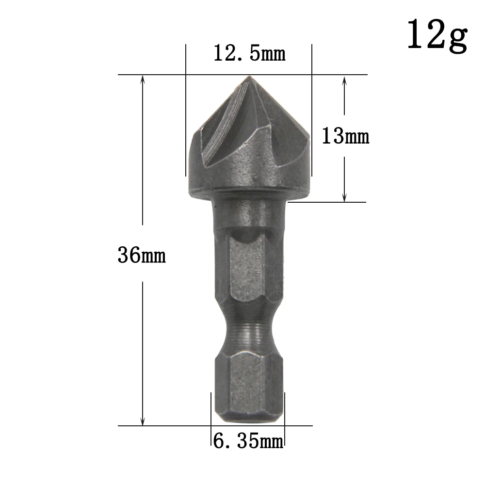 Small hexagonal handle five edge chamfering tool chamfering cutter woodworking hole opener spot facer reaming tool drill bit