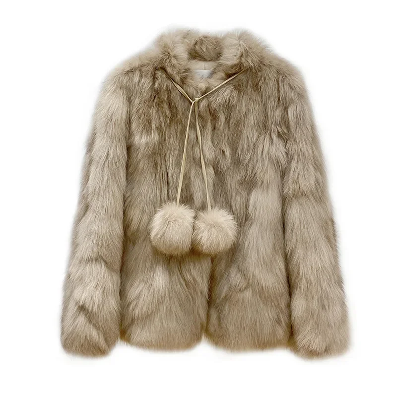 Girocollo medio lungo cappotto di pelliccia di volpe sintetica donna inverno soffice giacca manica lunga cappotto di peluche cappotto peloso 2024 nuova moda giovane