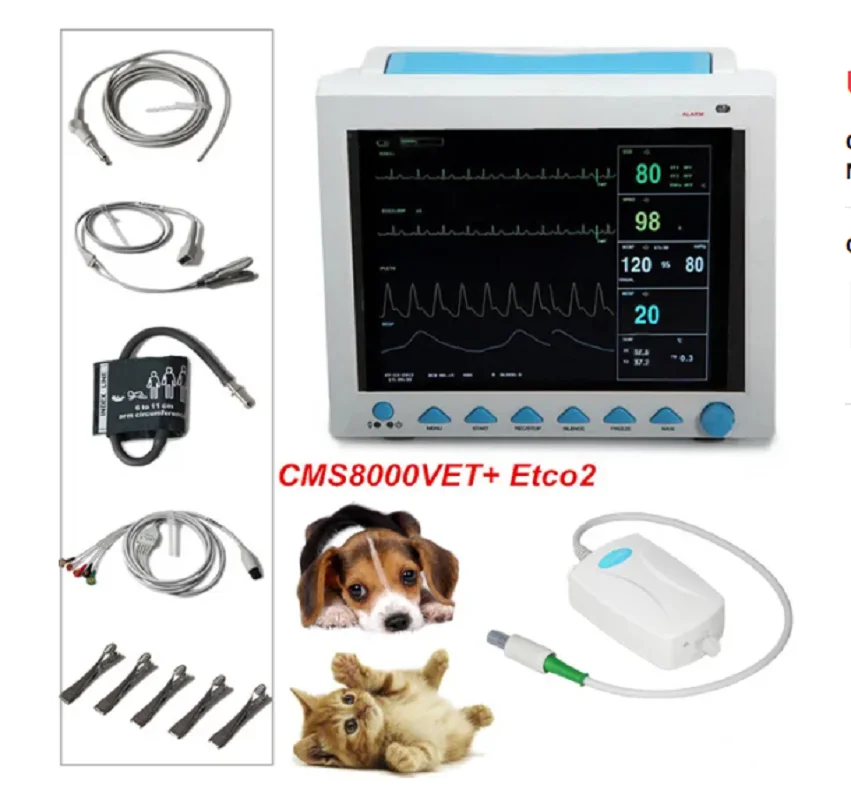 

CONTEC CMS8000VET Co2 Veterinary ICU Patient Monitor Capnograph Vital Signs 7 parameter +ETCO2