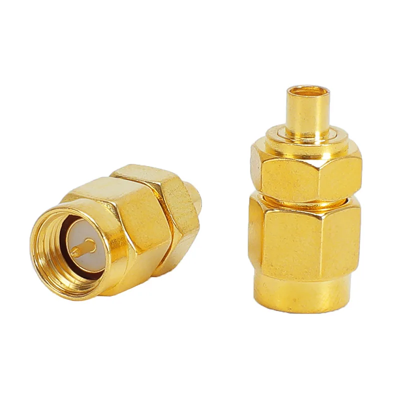 Zigotronic Pure Brass Gold Plated SMA Male to MMCX Female Adapter Low Loss SMA-MMCX-JK Coax Connector for WiFi Antenna Extension