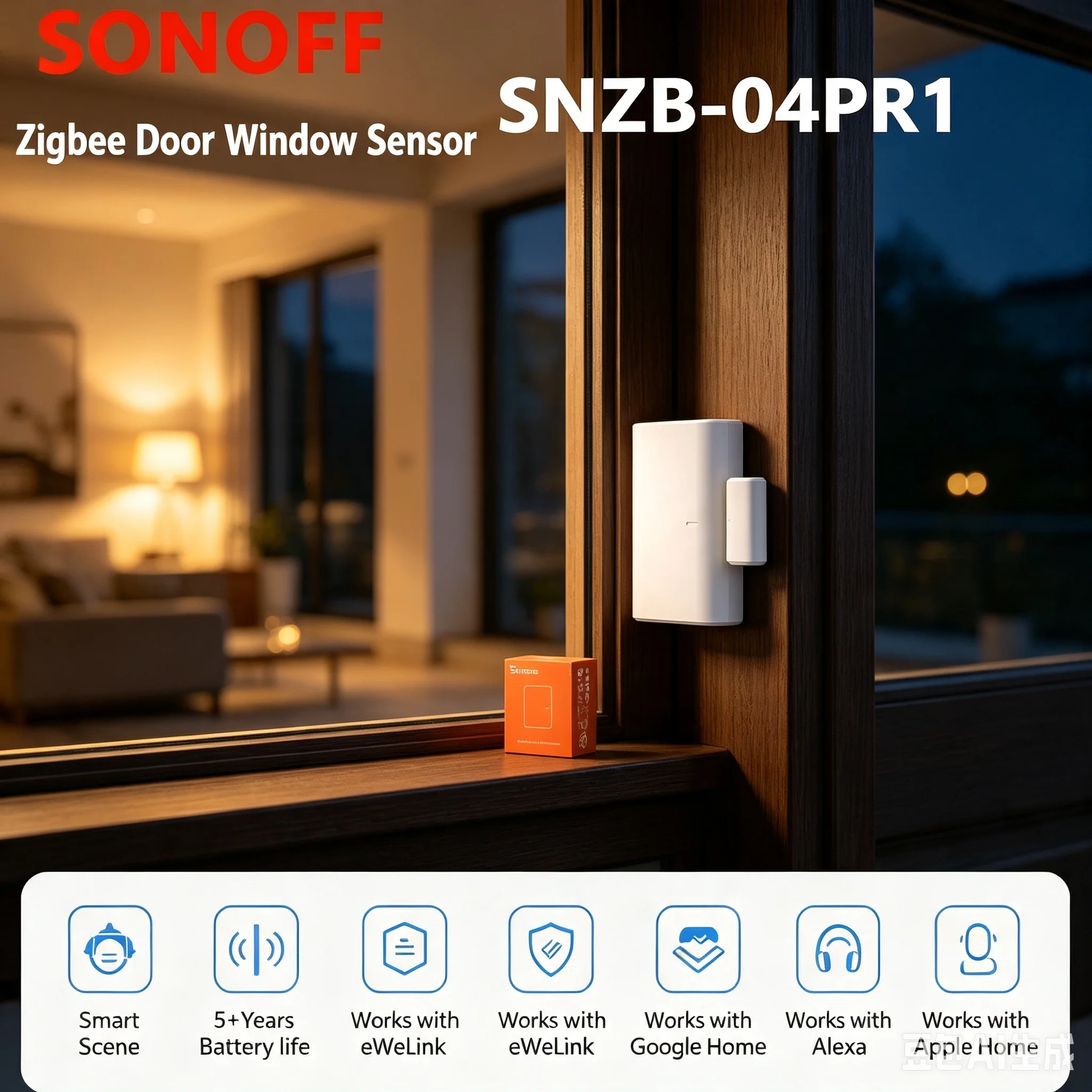 SONOFF SNZB-04PR1 Zigbee Door Window Sensor Door Open/Close Detector EWeLink App ZBBridge Required Work with Alexa Google Home
