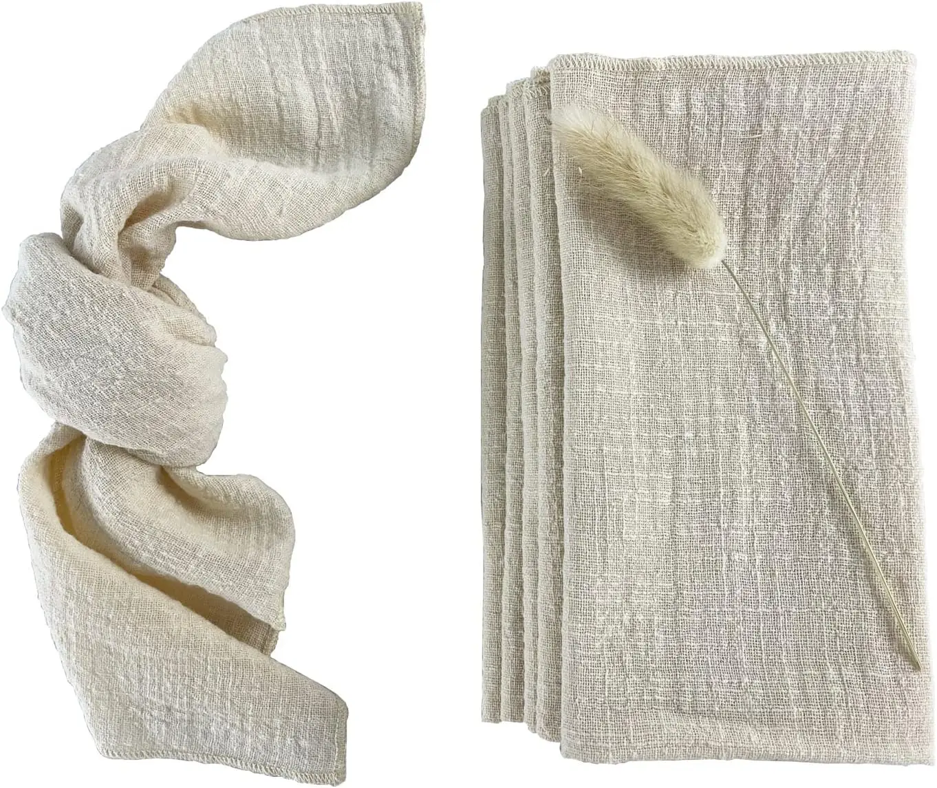 6pcs Napkins Cotton Cloth 40*40cm Rustic Gauze Hanky Tea Towel Dining Place Mats Wedding Supplies Linen Home Table Decor