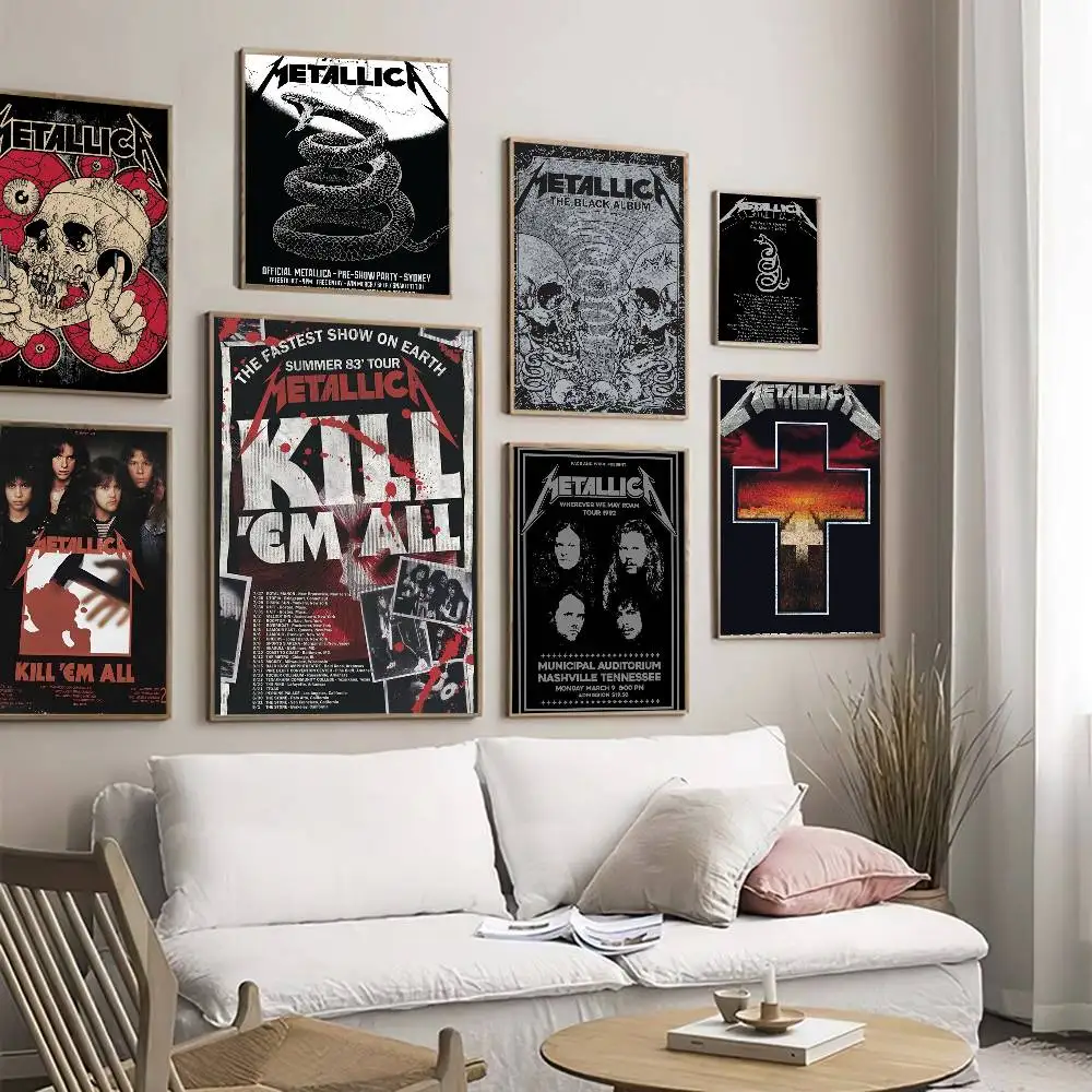 Klassische M-METALLICAes Band Anime Vintage Poster Selbstklebende Whitepaper-Drucke Kunstwerke Wandsticker