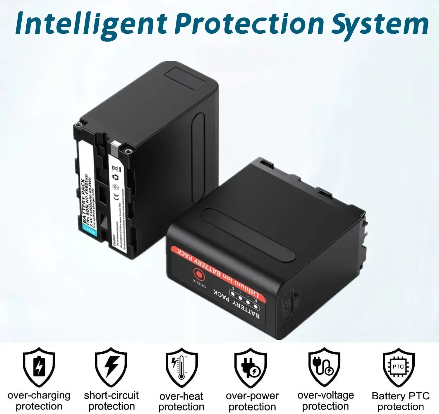 Batería Canon NP-F980 F960 F970 NPF980 de 15000mAh con salida de carga USB para CCD-TRV35 TRV940 CCD-RV100 DCR-TR7Series