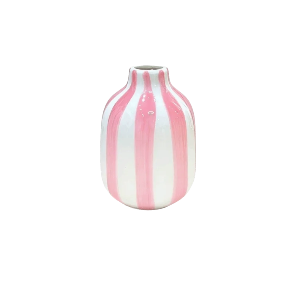 Art Vase Nordic Style Ceramic Vase Minimalism Candy Color Stripes Vase Decorative Vase Hydroponic Flower Vase Home Decorations