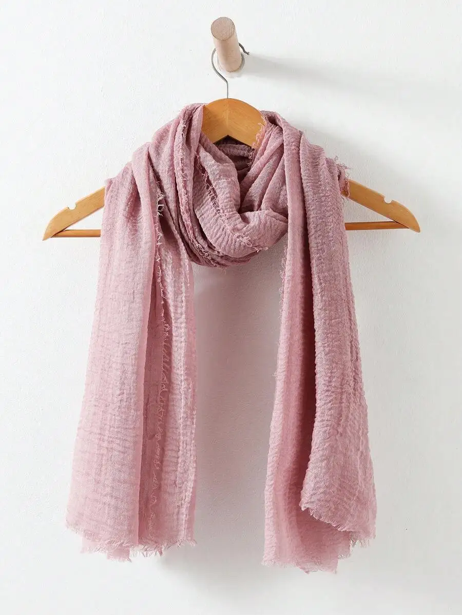 

Solid Raw Trim Scarf For Daily Wear Outdoor Travel Fall Winter