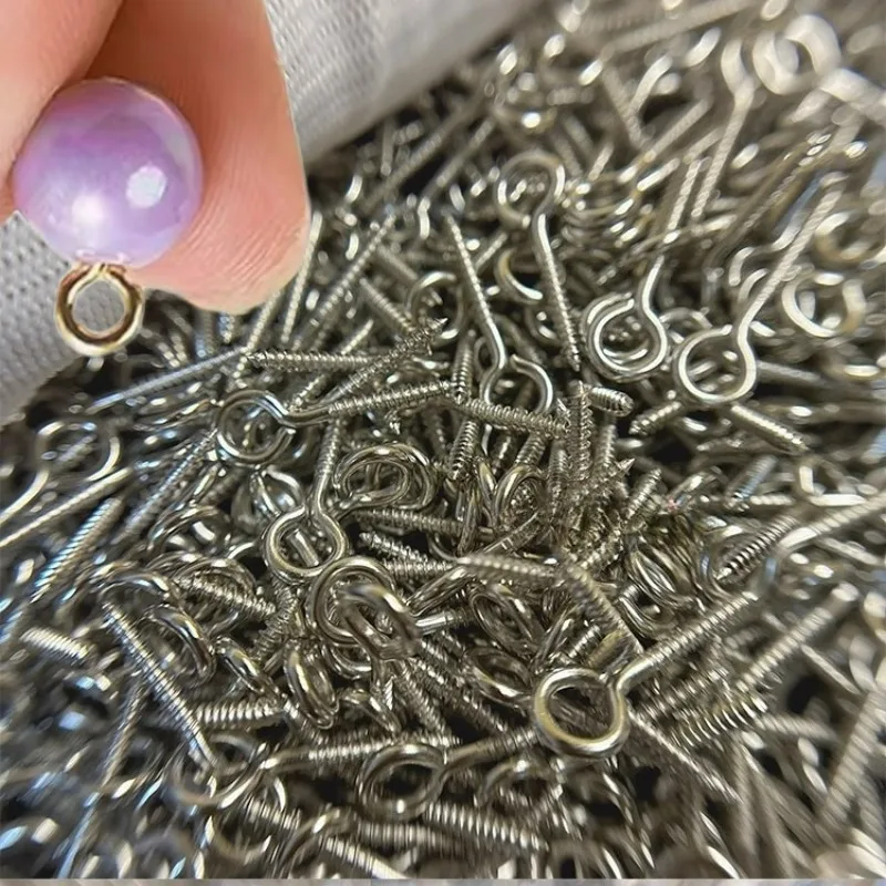 

600pcs/lot Stainless Steel Eyepin Keychain Hook Eye Pins Mini Screw Pendants DIY Threaded Pins Fitting DIY Jewelry Bracelet