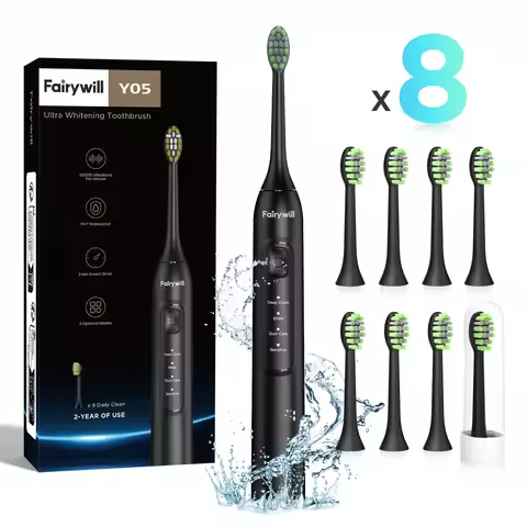 Fairywill Electric Sonic Toothbrush USB Charge FW-Y05 Rechargeable Waterproof Electronic Tooth Brushes Replacement Heads Adult T