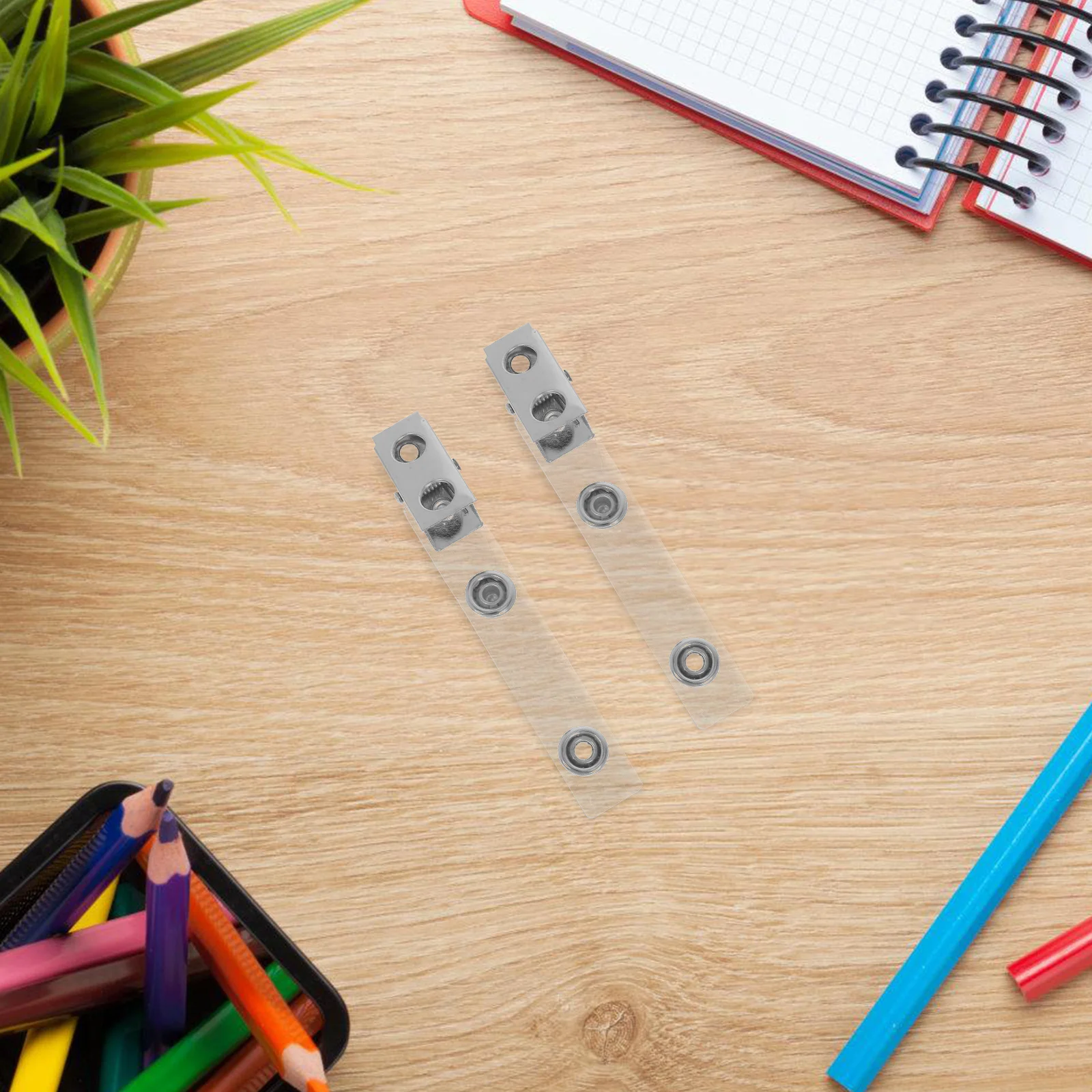 

50pcs Metal Double Hole Id Strap Transparent Pvc Work Holders Belt Attachment For Office School Hospital Security Id