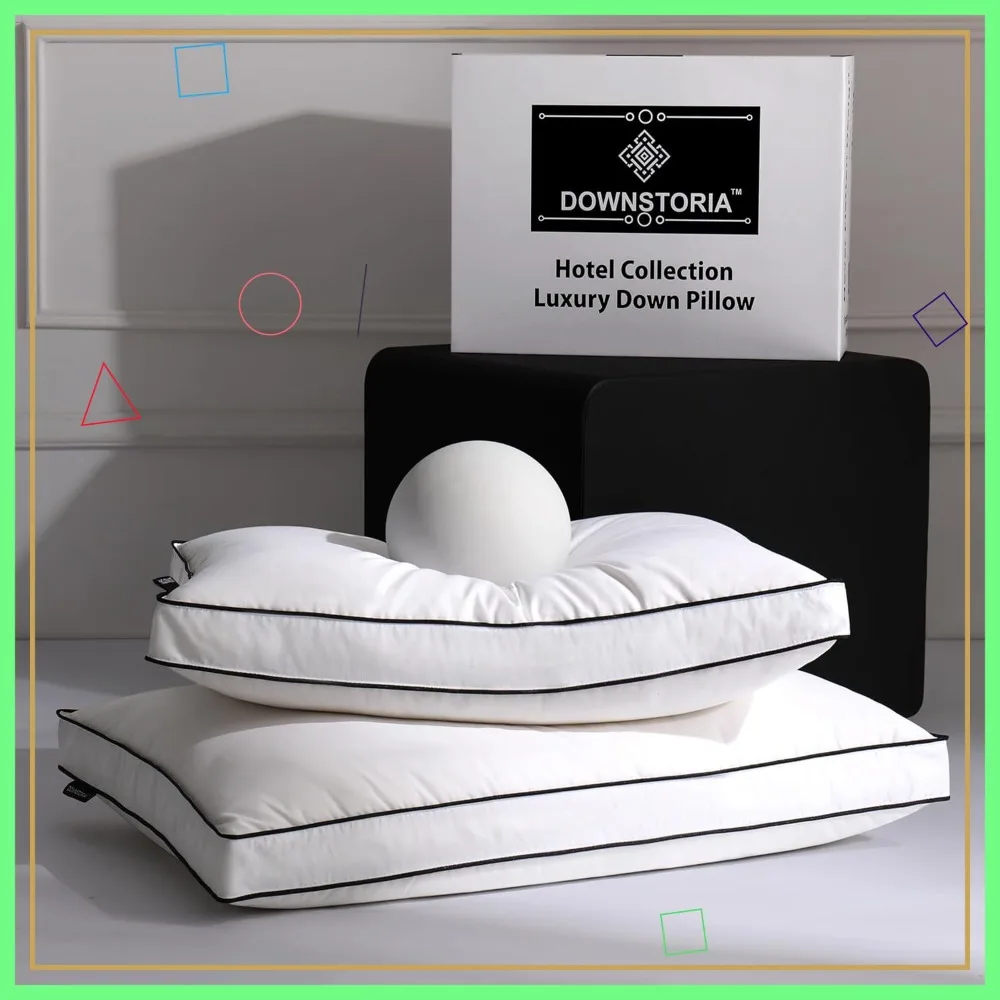 

Luxury Down Pillows King Size Set of 2 with Gusset, Hotel Collection Bed Pillows for Side & Back Sleepers, Soft Fluffy 20x36 in