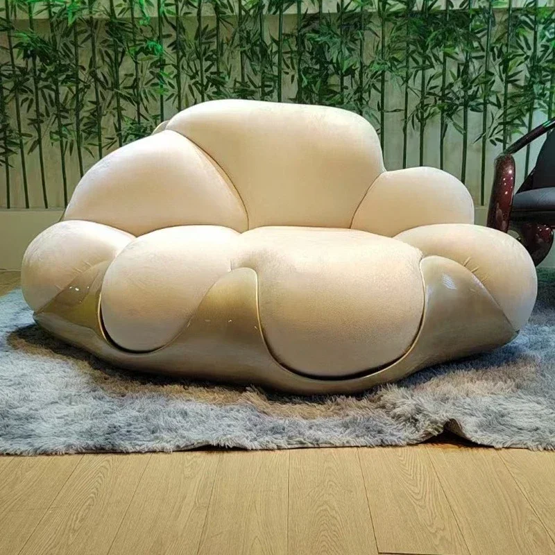 Special-shaped cloud sofa, fiberglass art hollow hanging basket casual sofa chair