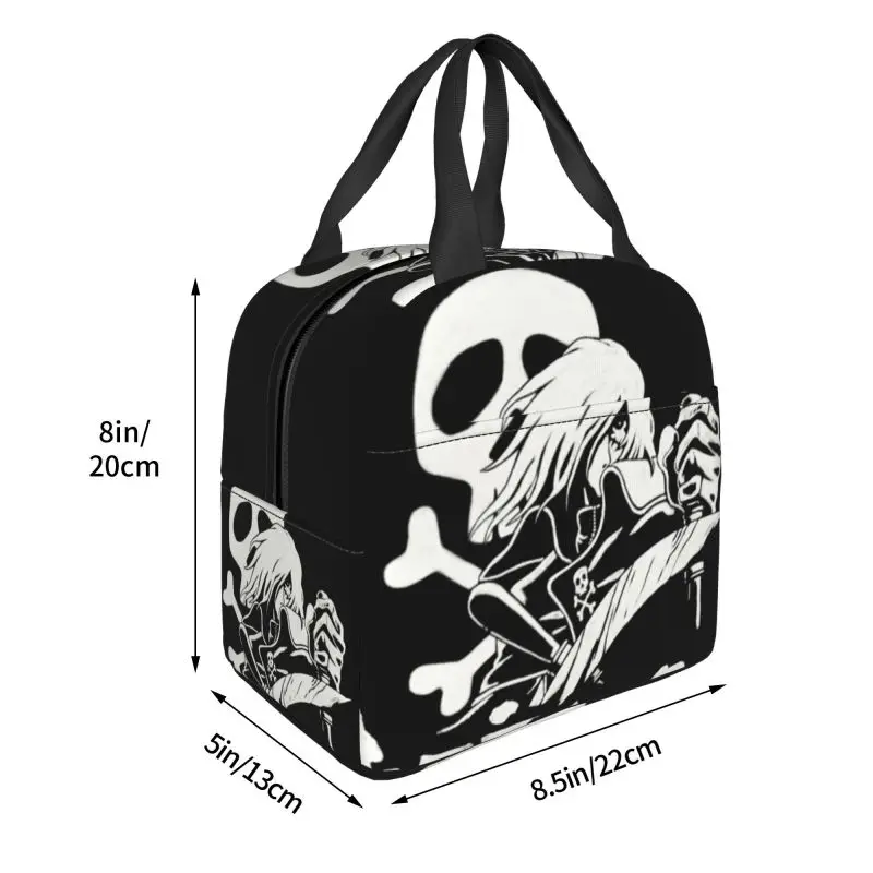 Espaço personalizado Pirata Capitão Harlock Lunch Bag Mulheres Japão Anime Manga Cooler Isolado Térmico Lunch Box para Adult Office