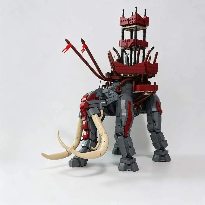 2095PCS Fantasy Battle Elephant Tower Model Custom Building Blocks Ancient Giant Beast Assembly Toy Display Collection Gift