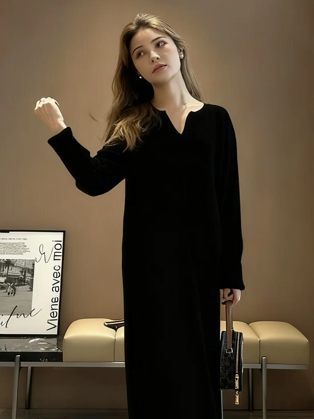 Robes femmes fantaisie automne Satin perle lambrissé plissé couches Midi Banquet français Chic soirée broder haut de gamme élégant Sexy