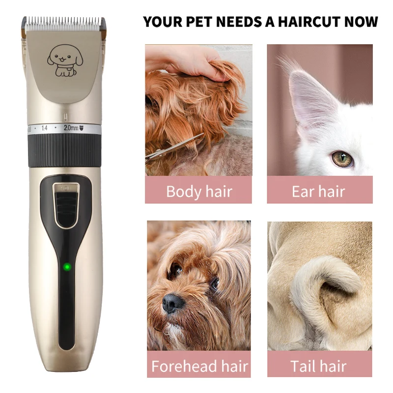 Cat Dog Electrical Professional Hair Clipper for Pets Silent Hair Cutter USB Rechargeable Pet Grooming Clipper Set.