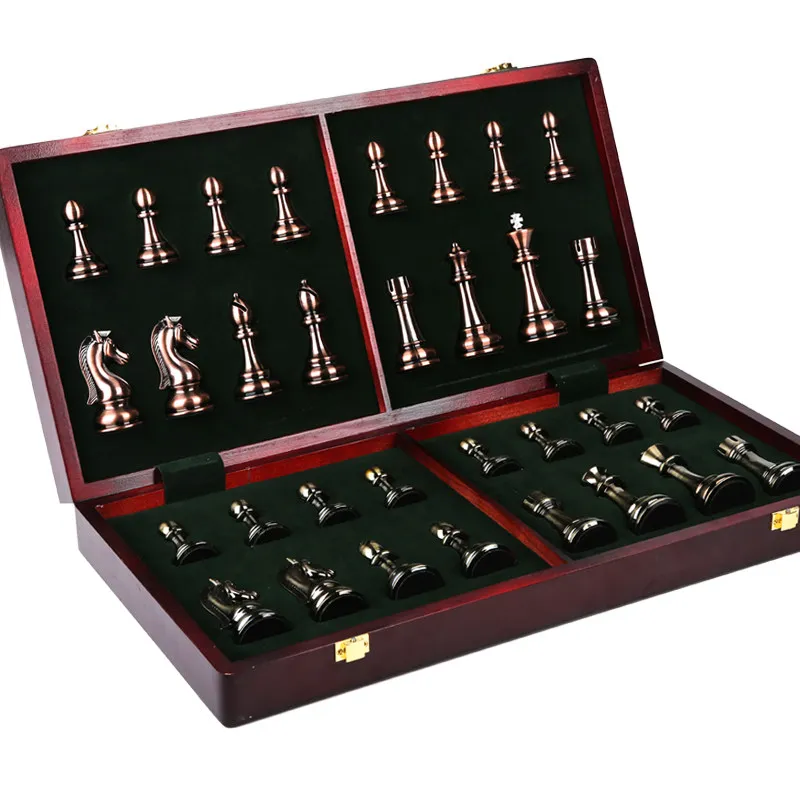 High-end gift box set for chess competitions Solid wood folding chessboard Large chess