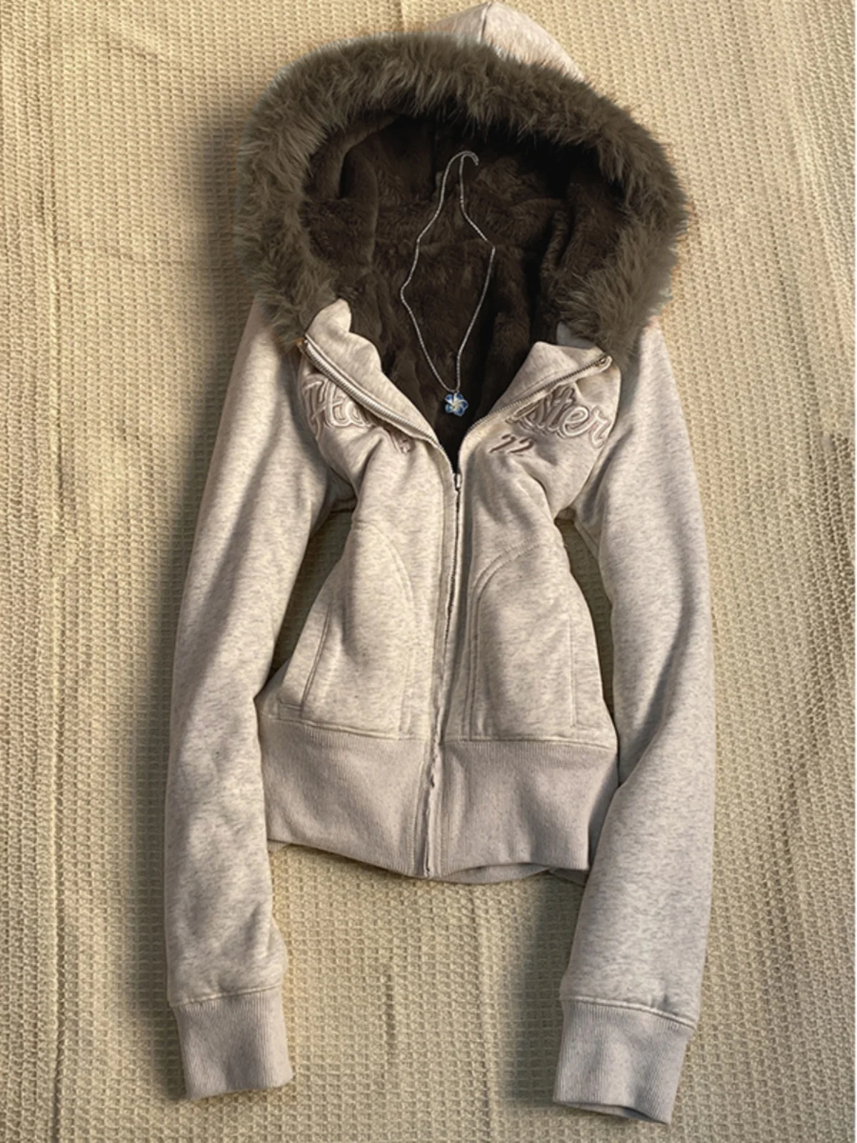 Heara Original ey Fce Forrado Thiened Hoodie Jaet Feminino Inverno Americano Retro Top Trendy Algodão Mistura Longo Sve Zi...