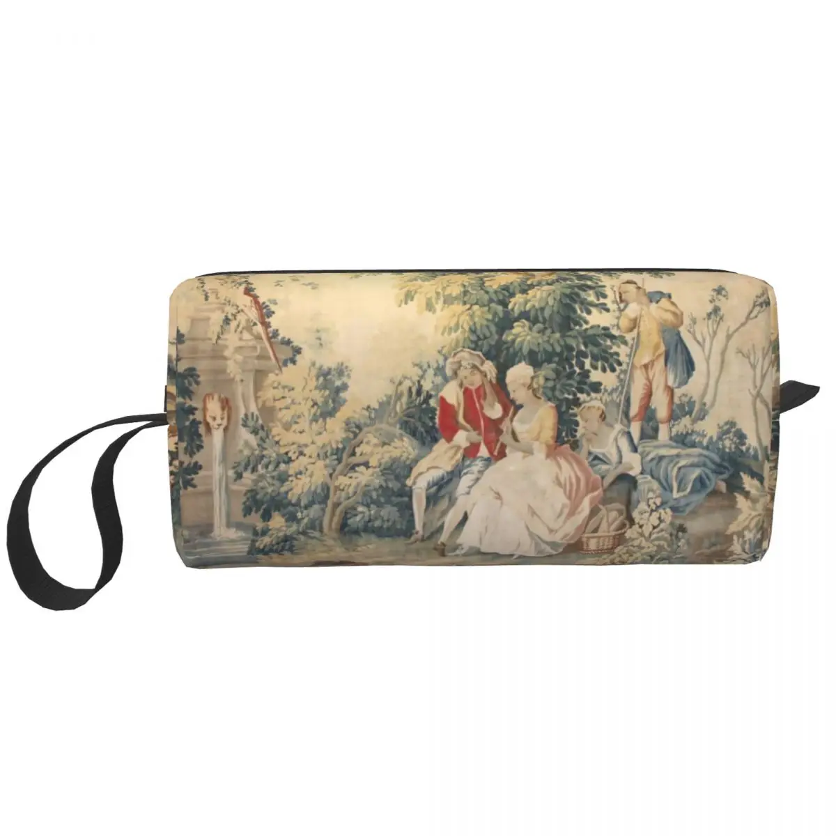 French Antique Aubusson Makeup Bag Pouch Cosmetic Bag for Men Women Vintage European Toiletry Bag Dopp Kit