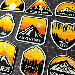 Field Camping Adventure Patch For Clothing Iron On Embroidered Sewing Applique Fabric Apparel Accessories Thermoadhesive Patches