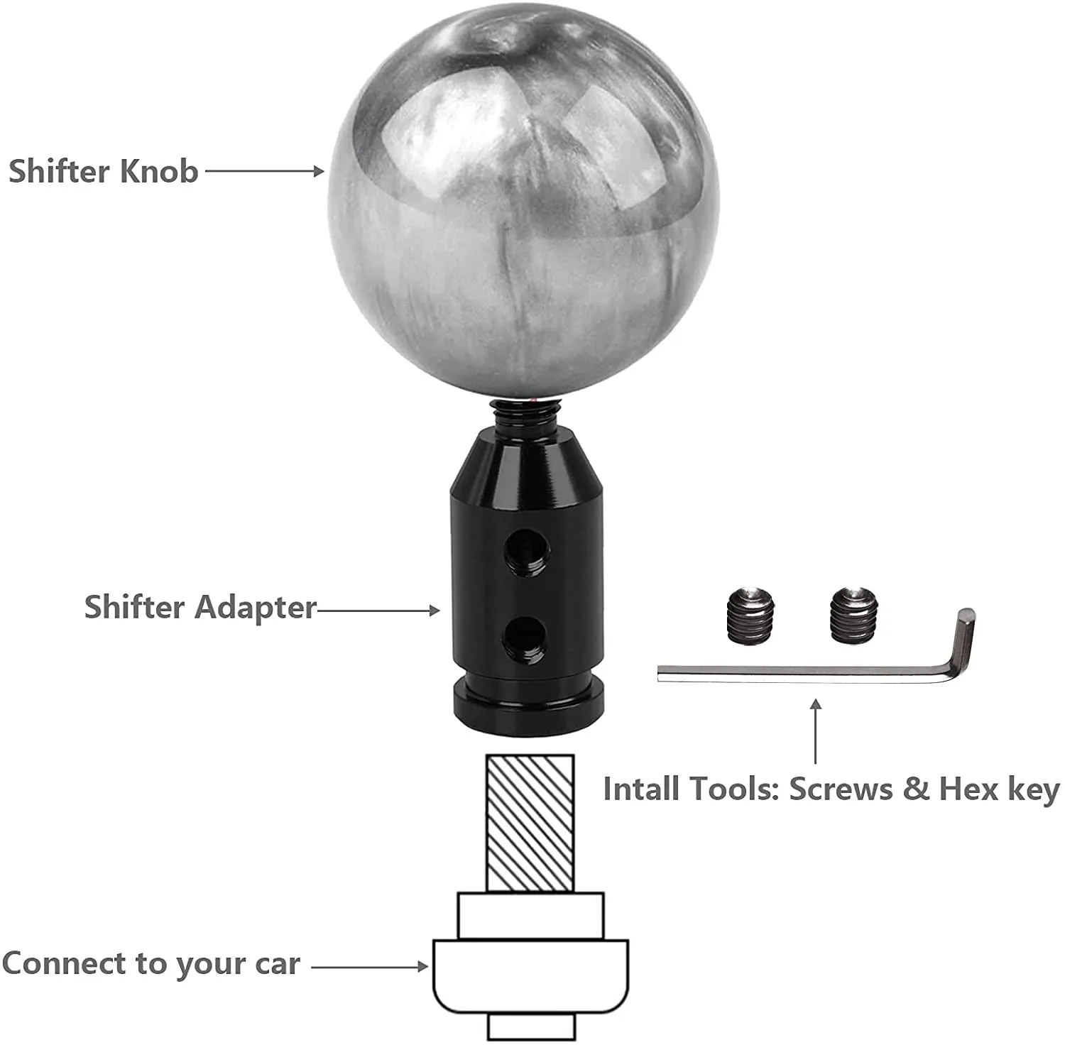 Car Shift Knob Adapter Universal Aluminum Alloy Gear Shift Knob Adapter for Non-Threaded Manual Shifters M12x1.25 M10x1.5