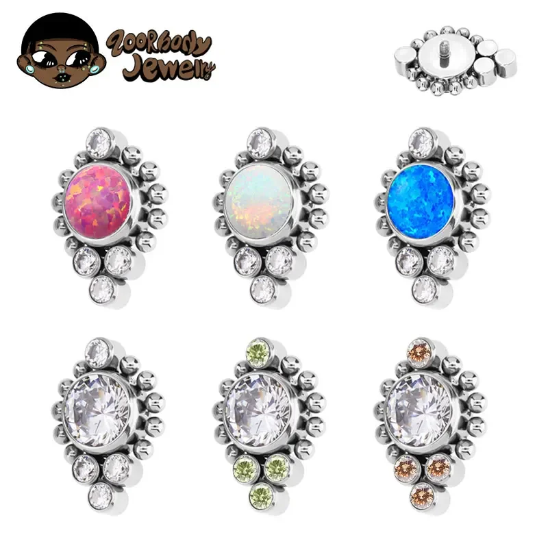 

ASTM F136 Titanium Piercing Cartilage Ear Studs Zircon Opal Agate Labret Lip Tragus Christmas Gift Body Jewelry for Women