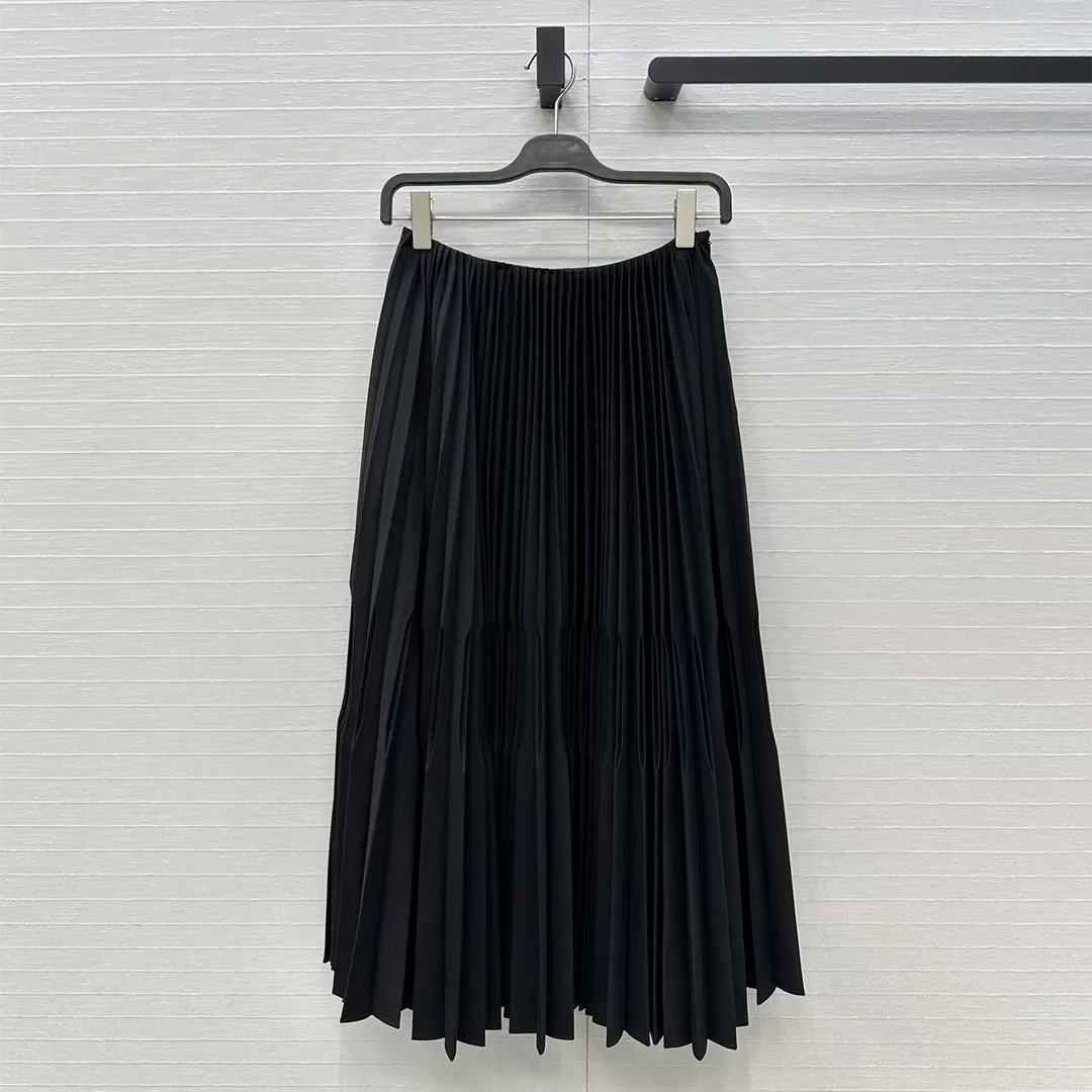 

New Spring Fashion Elegant Big Bottom Pleated Long Skirts Womens Low Waist High Street Elegant Vintage Sweet Skirt