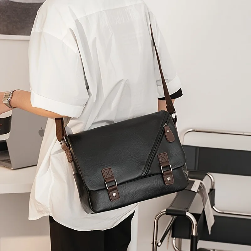 Men's PU Leather Shoulder Bag Business Casual Full Matching Envelope Bag