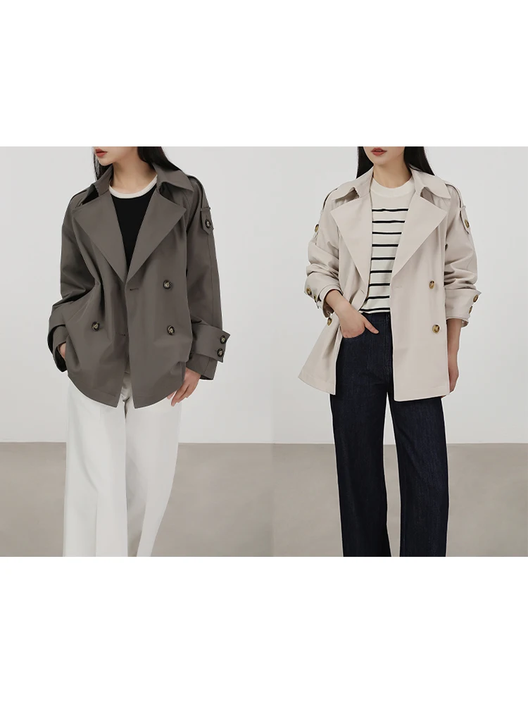 

New MAS&JM Briti Sle ort Coat Memory Fabric Waterproof Commuter Korean Version Loose Fit Long Sve Pure Color Coat