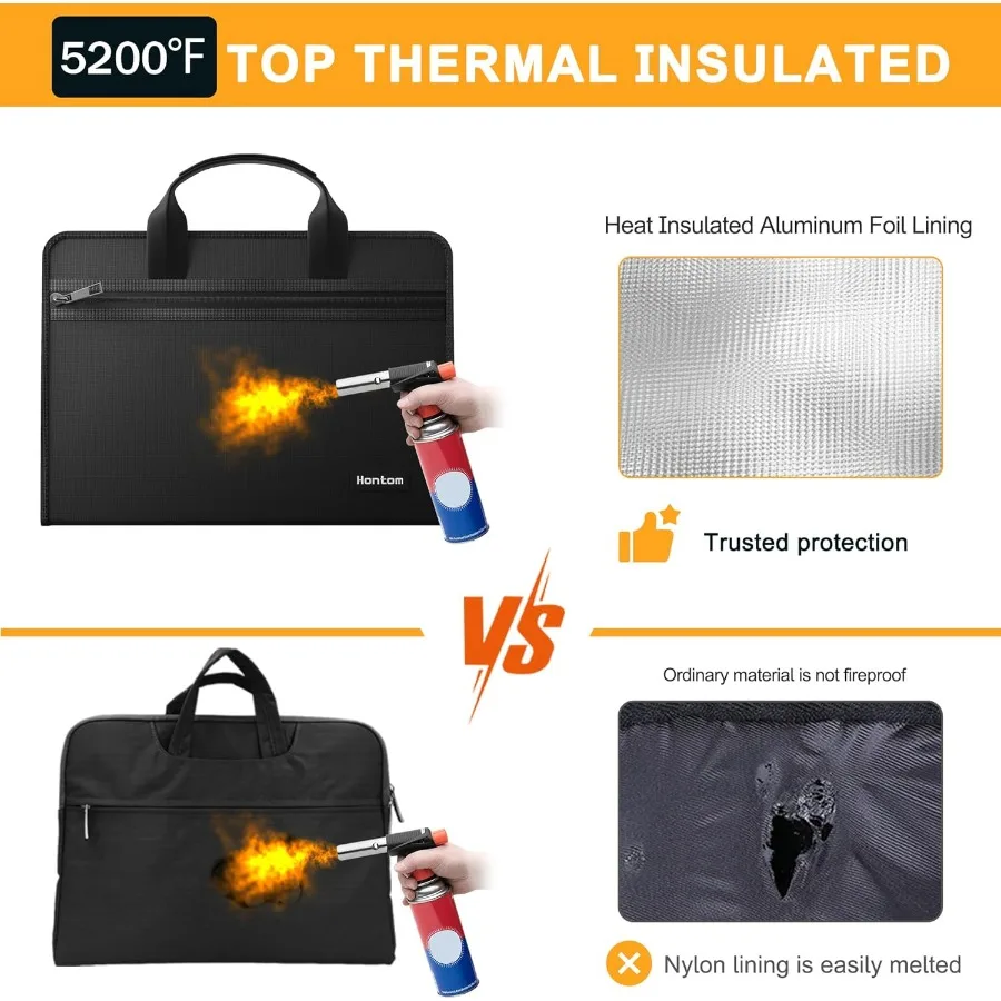 Hontom Accordion File Organizer 5200 Fireproof Document Organizer with 13 Pockets Portable Travel Home Safe Storage File Folder