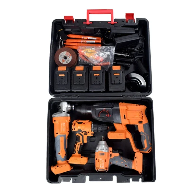 21v cordless drills machine hand power tool sets combo kit electric power wrenches concrete impact drill and grinder toolset