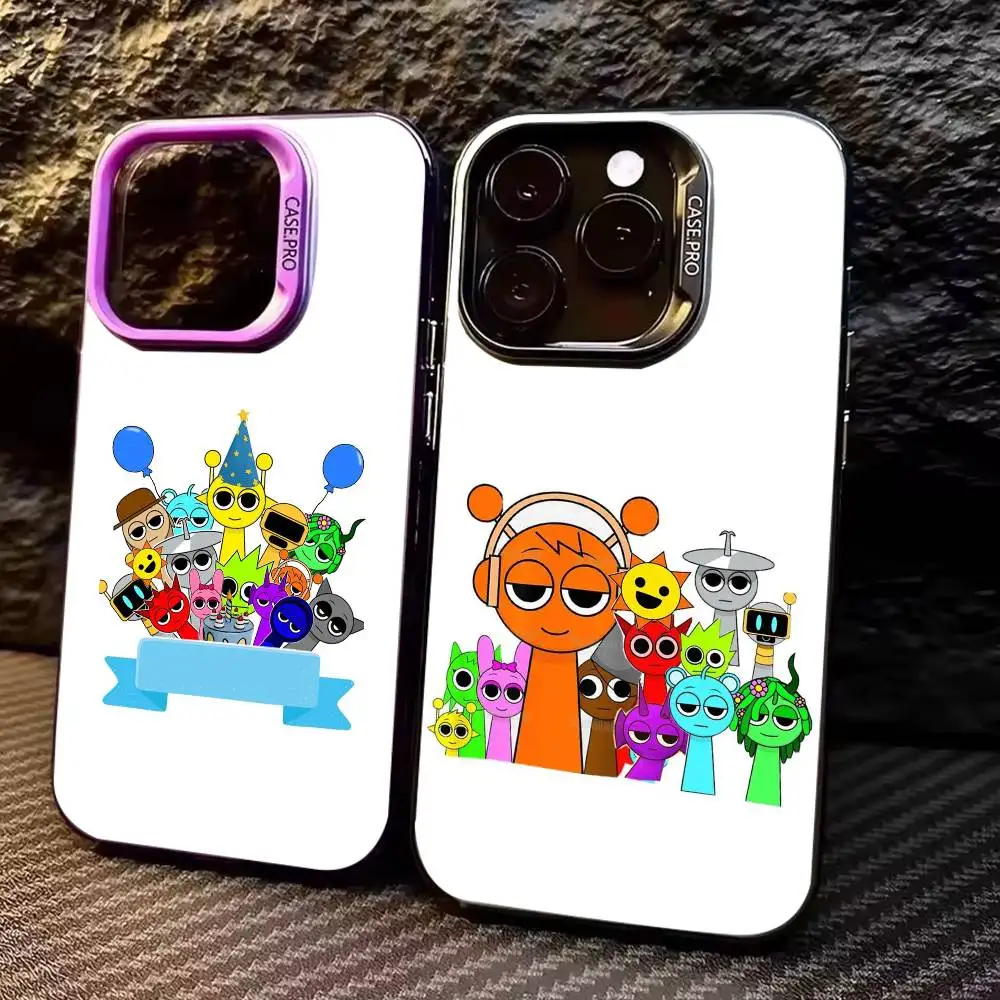 

G-Game S-Sprunki fun Phone Case For iPhone17,16,15,14,13,12,11 Plus,Pro Max Colored Silver Plated Inside Cover