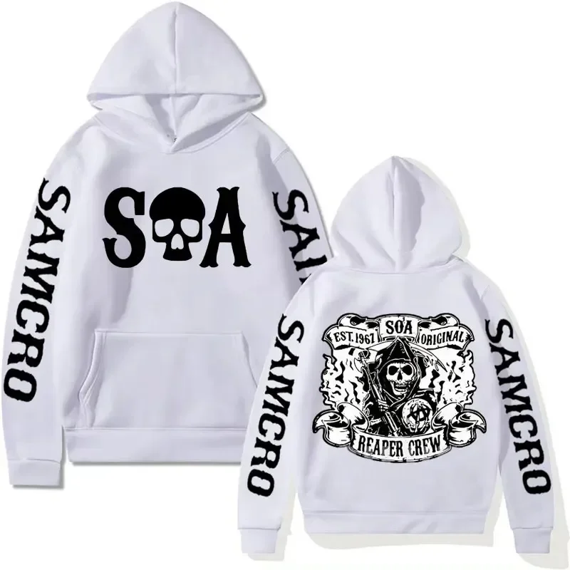 SoA-Sons of Anarchy SAMCRO Graphics Hoodie for Men Streetwear Rock Punk Sweatshirts Man Harajuku Trend Vintage Oversized Hoodies