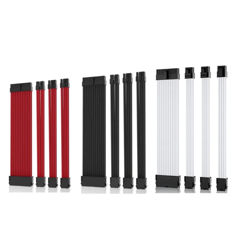 18AWG Stromkabel-Verlängerungskabel-Set, 30 cm, 24PIN ATX 8PIN Grafikkarte, 8PIN Verlängerungskabel für ATX CPU GPU Netzteil-Anschluss