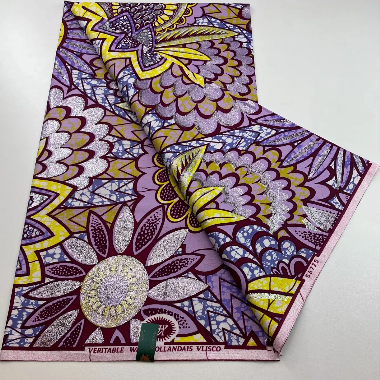 Hot Color 100%Cotton Grand Golden Wax Fabric Ankara Golden Wax Flash Gold Print Batik 6 Yards Nigeria African Fabric Dress Bag