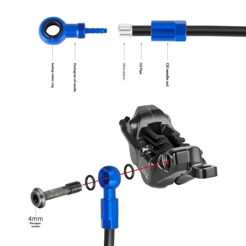 

1set Bicycle Hydraulic Brake Banjo Fitting Kit Aluminum Alloy BH90 Compatible Oil Needle Olive Head For Road Bike Mountain Bike