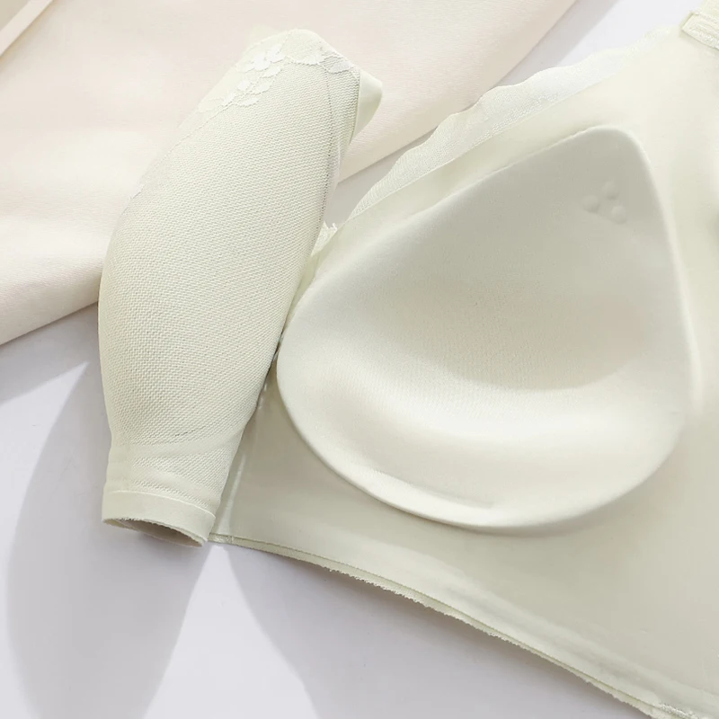 Seamless Soft Support Jelly Strips Anti Slip Semi Fixed Cup Women Underwear Naked Feeling No Steel Ring Gathering Lace Bra